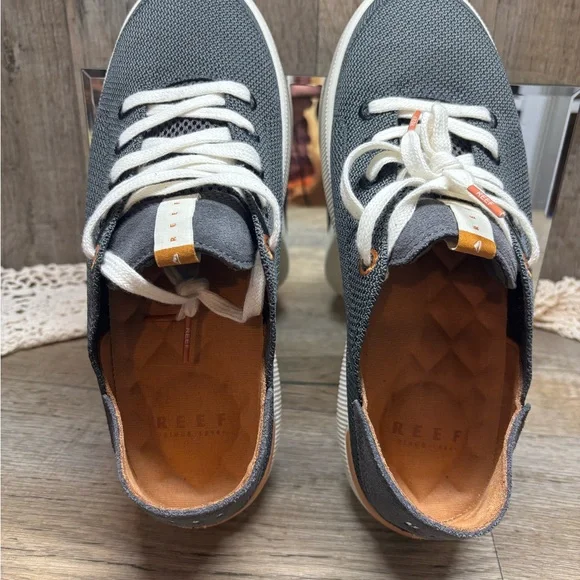 Reef Neptune 3 Women US Sz9grey gray Knit Collapsible Heel Casual Sneakers EUC - Picture 7 of 9